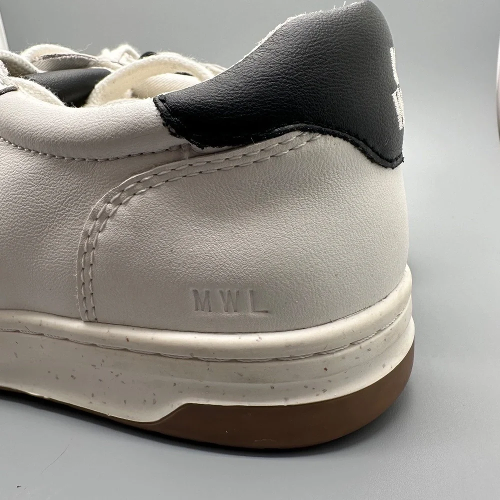 Madewell Court Sneakers in White and black leather Minimalist Unisex Women's 9M - Picture 7 of 16